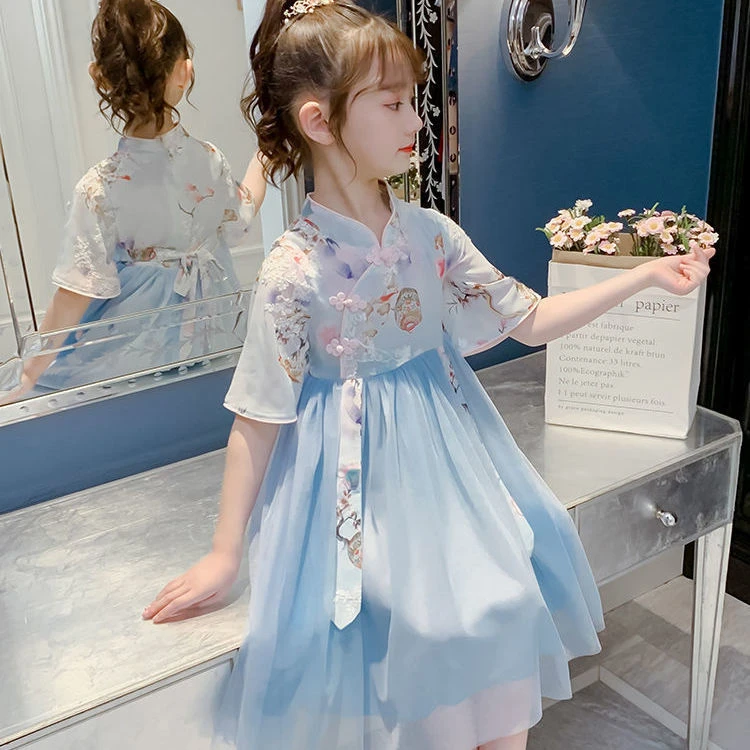 女童连衣裙夏装2025新款儿童汉服中国风洋气雪纺裙子夏季女孩古装