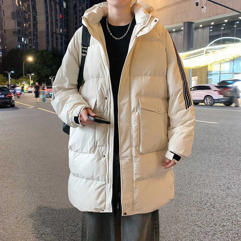 青少年白鸭绒中长款羽绒服男士冬季学生新款轻薄潮牌保暖痞帅外套