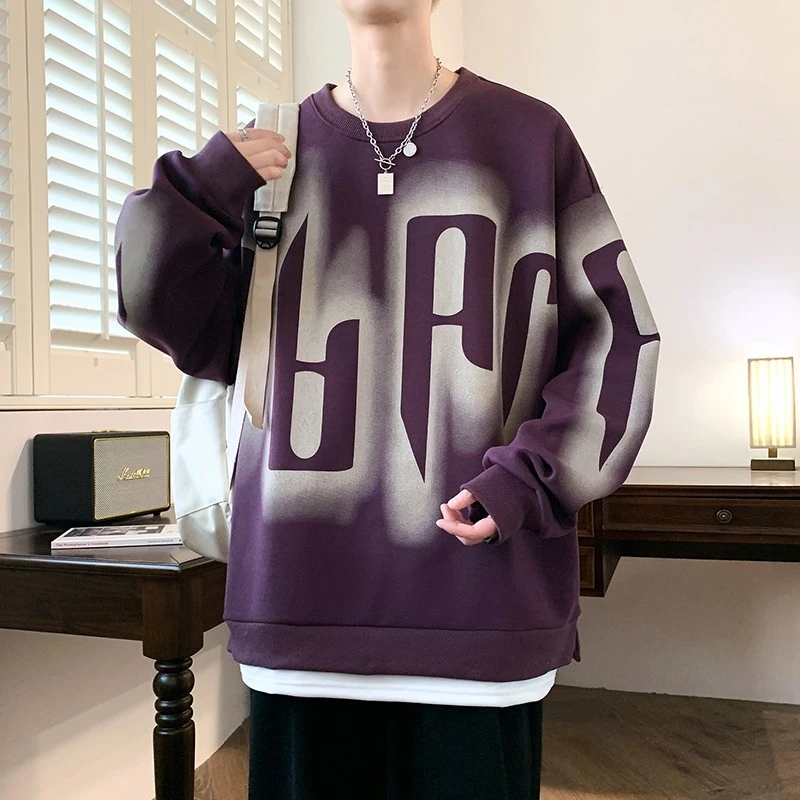 青少年春秋季卫衣男2025新款美式学院风潮牌学生宽松圆领休闲上衣