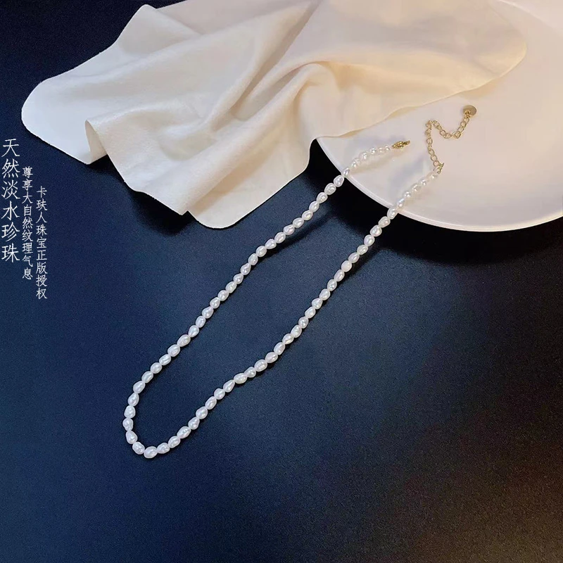 天然淡水珍珠3087#4-5M白色小米珠素款珍珠项链