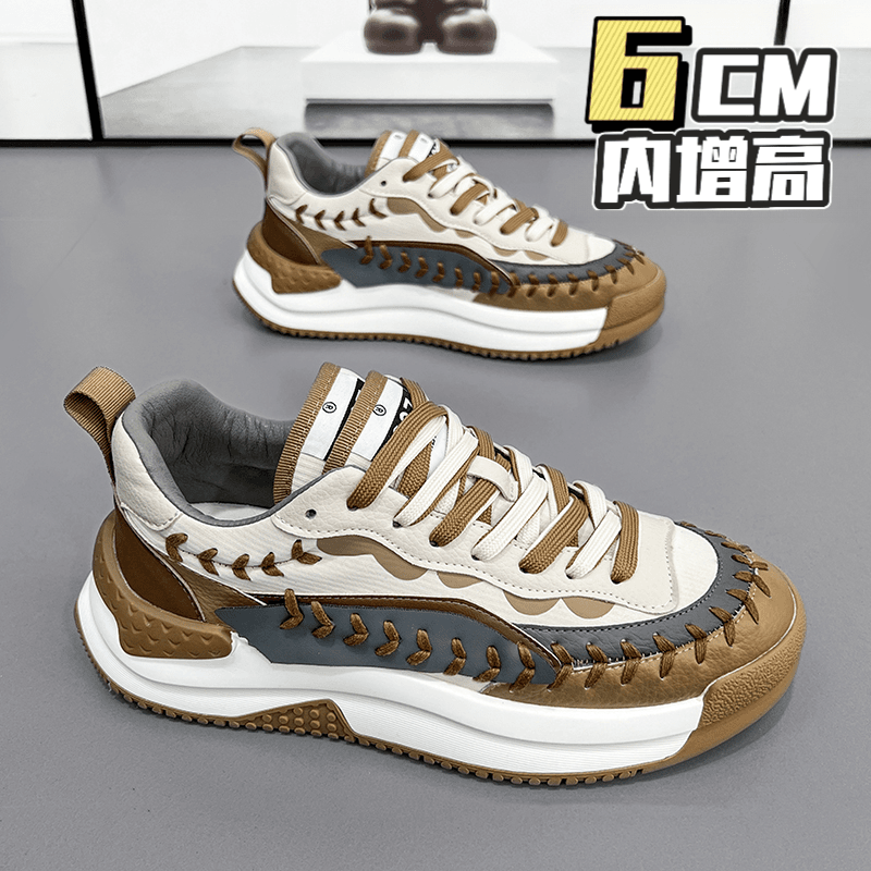 春季新款低帮隐形增高男鞋10CM潮流男士网红时尚潮青年运动老爹鞋