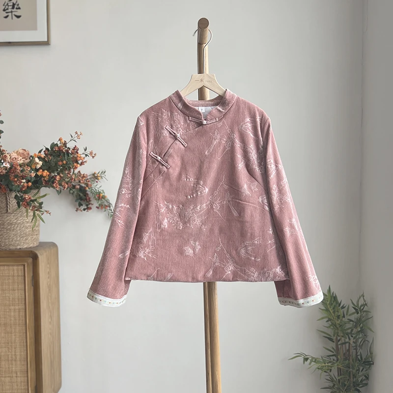 3999《倾心烟雨楼》原创新中式国风秋冬重工提花夹棉斜襟立领棉服