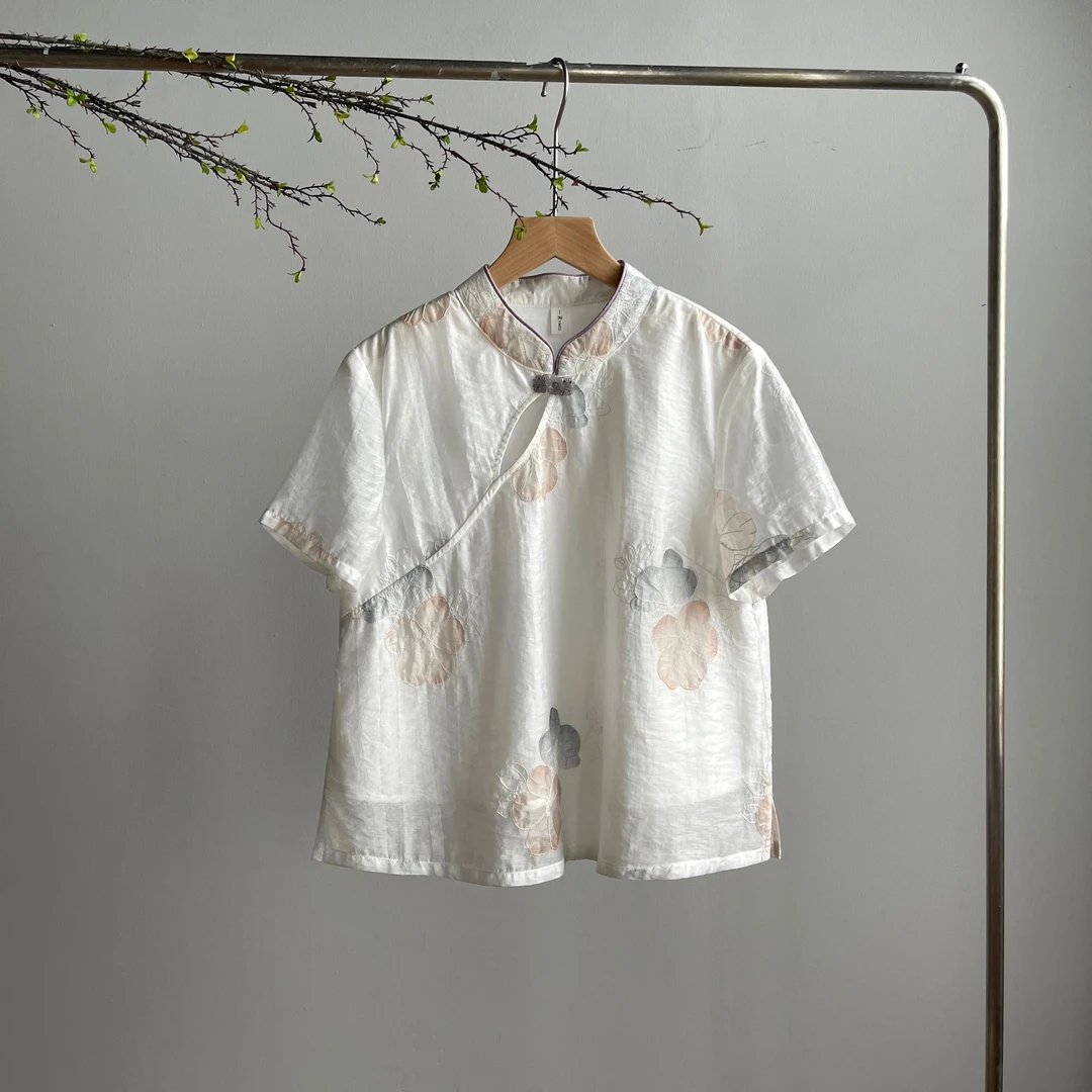 2310《梦你》设计师春夏新款中式气质立领改良国风精致盘扣上衣