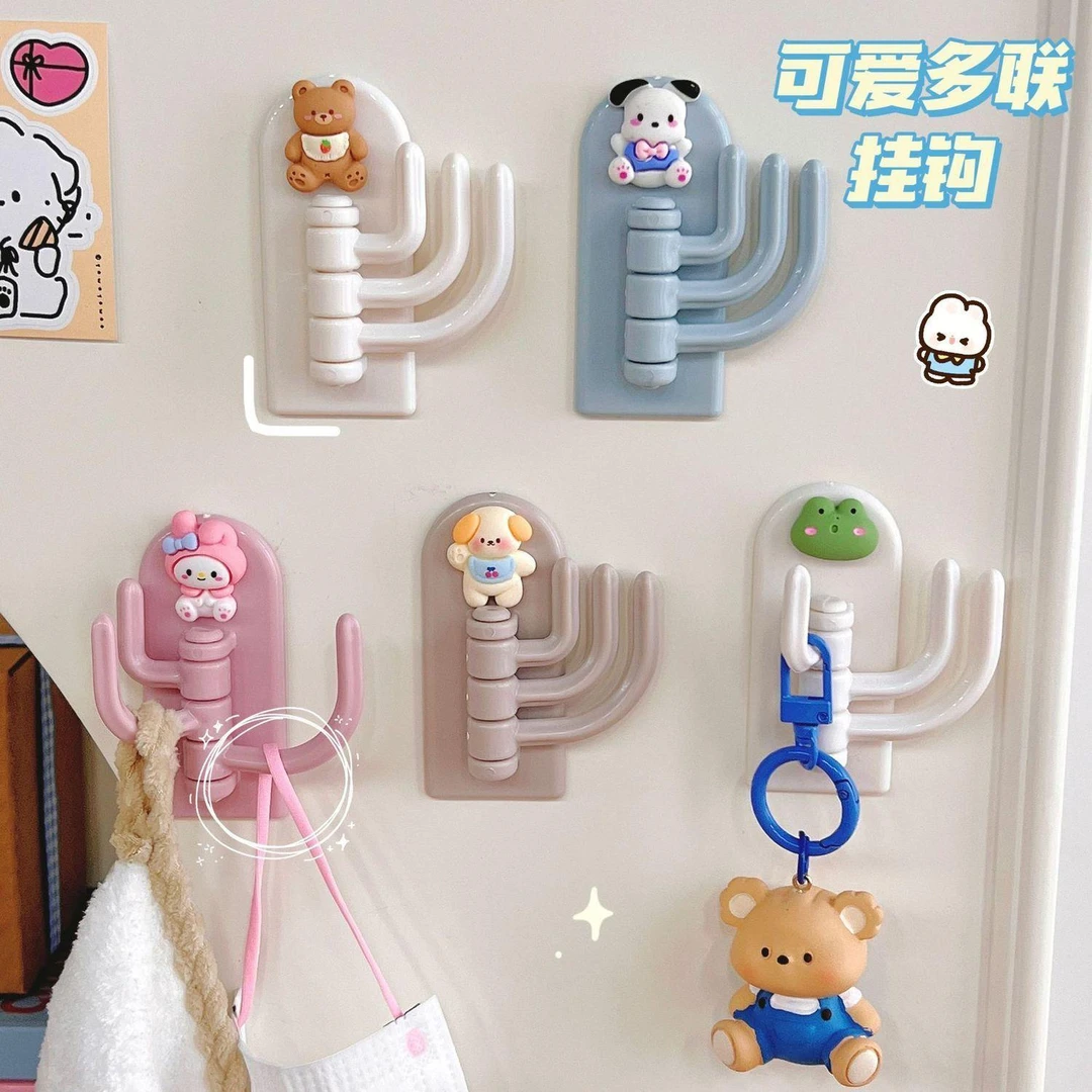 免打孔挂钩可爱无痕三钩墙壁强力粘贴门后宿舍自粘粘钩旋转墙上