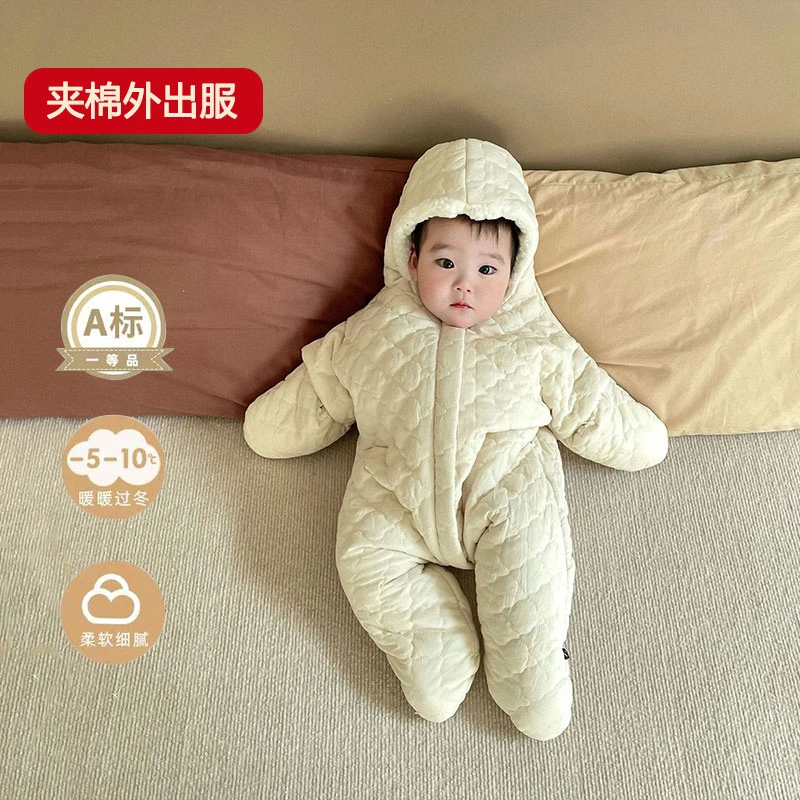 海星婴儿服冬款加绒厚可爱睡衣超萌ins派大星宝宝外出抱衣连体衣