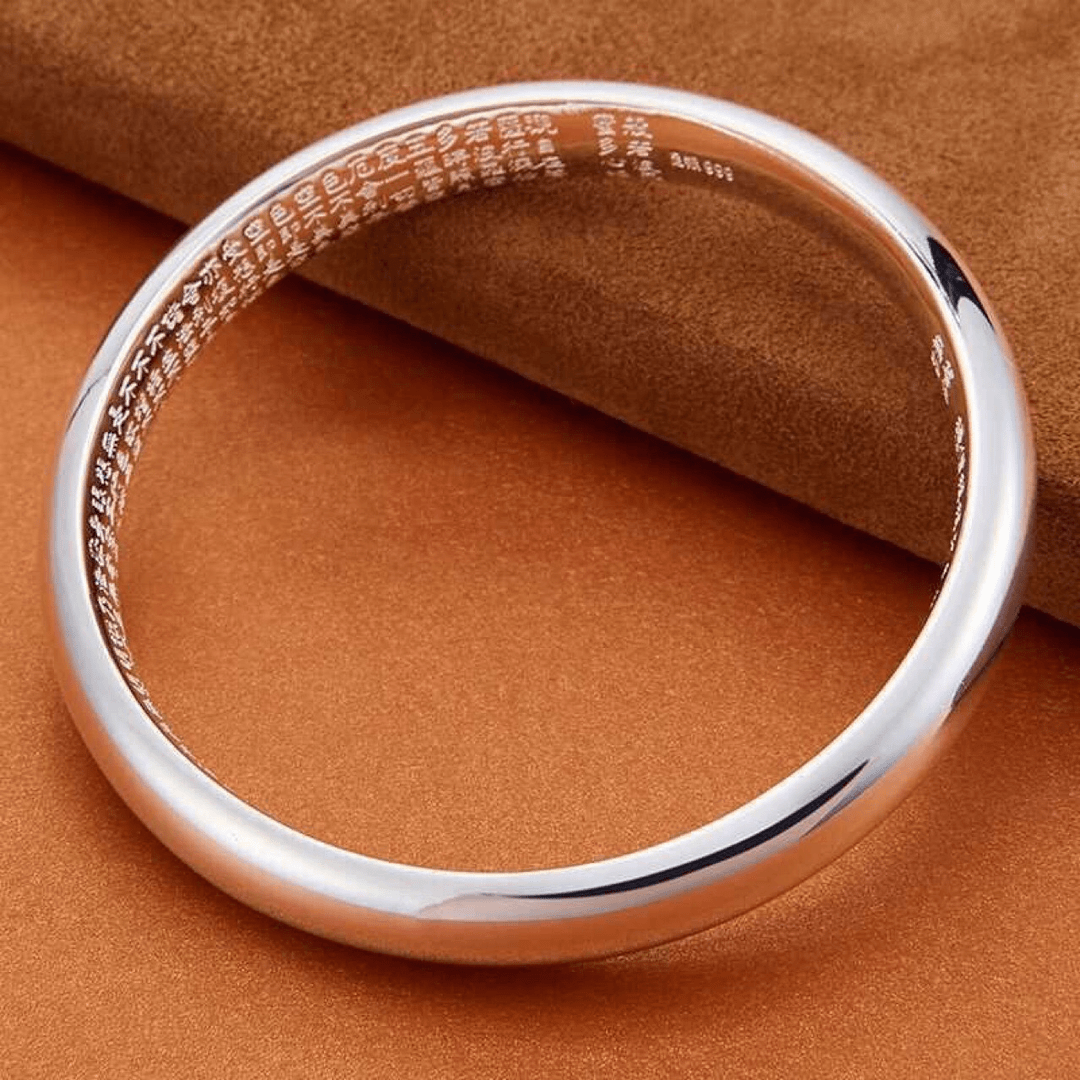 足银手镯 足银9999古法传承手镯心经磨砂贵妃手环佛经文镯子实心