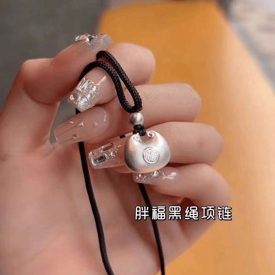 吊坠足银 正品足银999胖福吊坠简约古法百搭中式新款民族风送女友