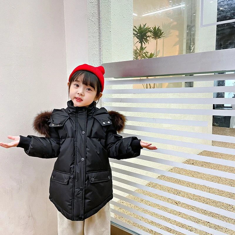 儿童羽绒服女童短款冬装2024新款洋气套头男童大童宽松加厚外套潮