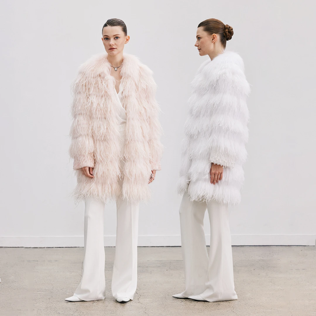 QIQIFUR 进口狐狸毛翻领皮草外套女冬季时尚名媛风拼接毛毛大衣