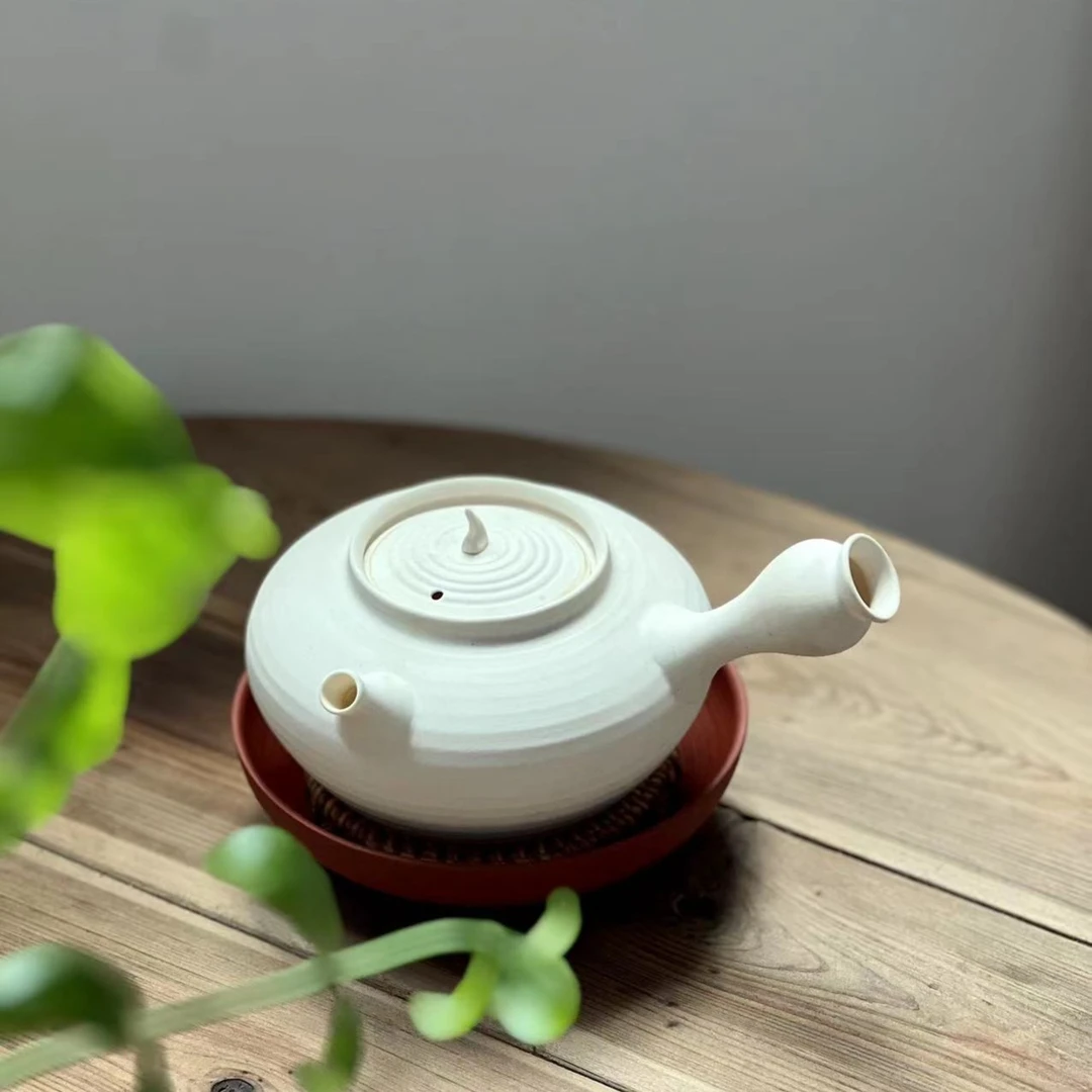 潮州手拉砂铫壶白泥侧把壶烧水煮茶壶白炭泥电陶炉白泥煮水壶跳盖