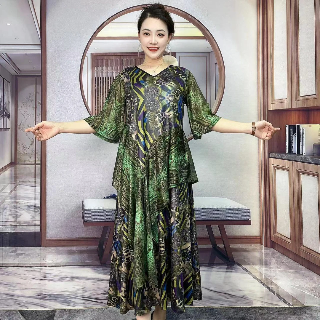 Q20047时尚洋气不规则大版连衣裙