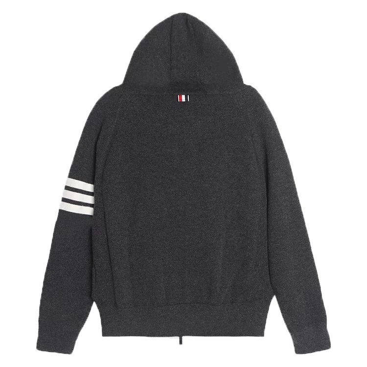 四杠羊毛针织拉链连帽衫经典简约T家纯色学院风千金风减龄