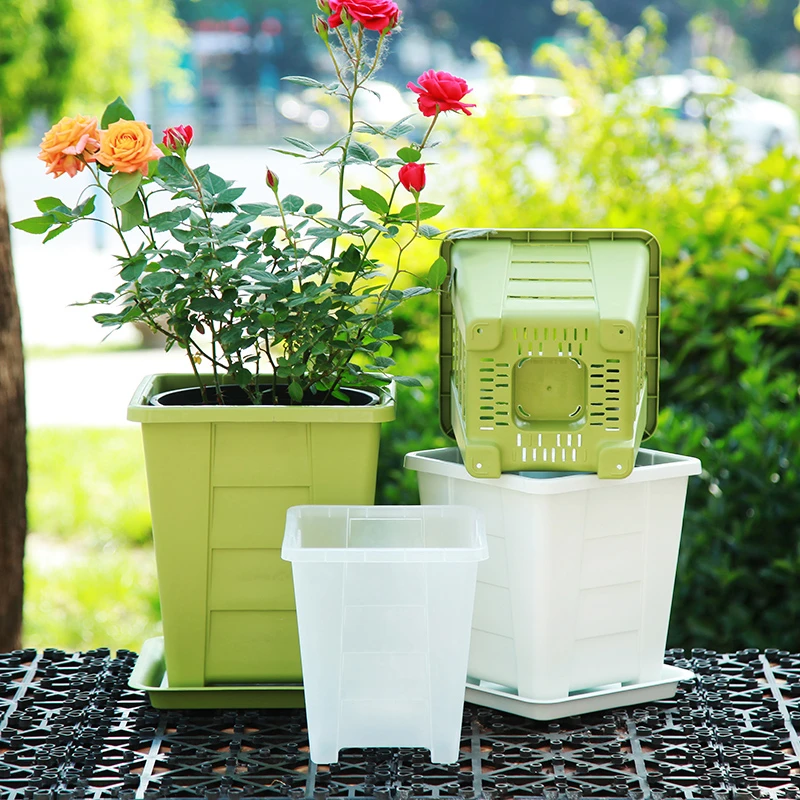 加厚方形环保树脂阳台花盆室内控根透气不烂根加仑月季绿植方形盆