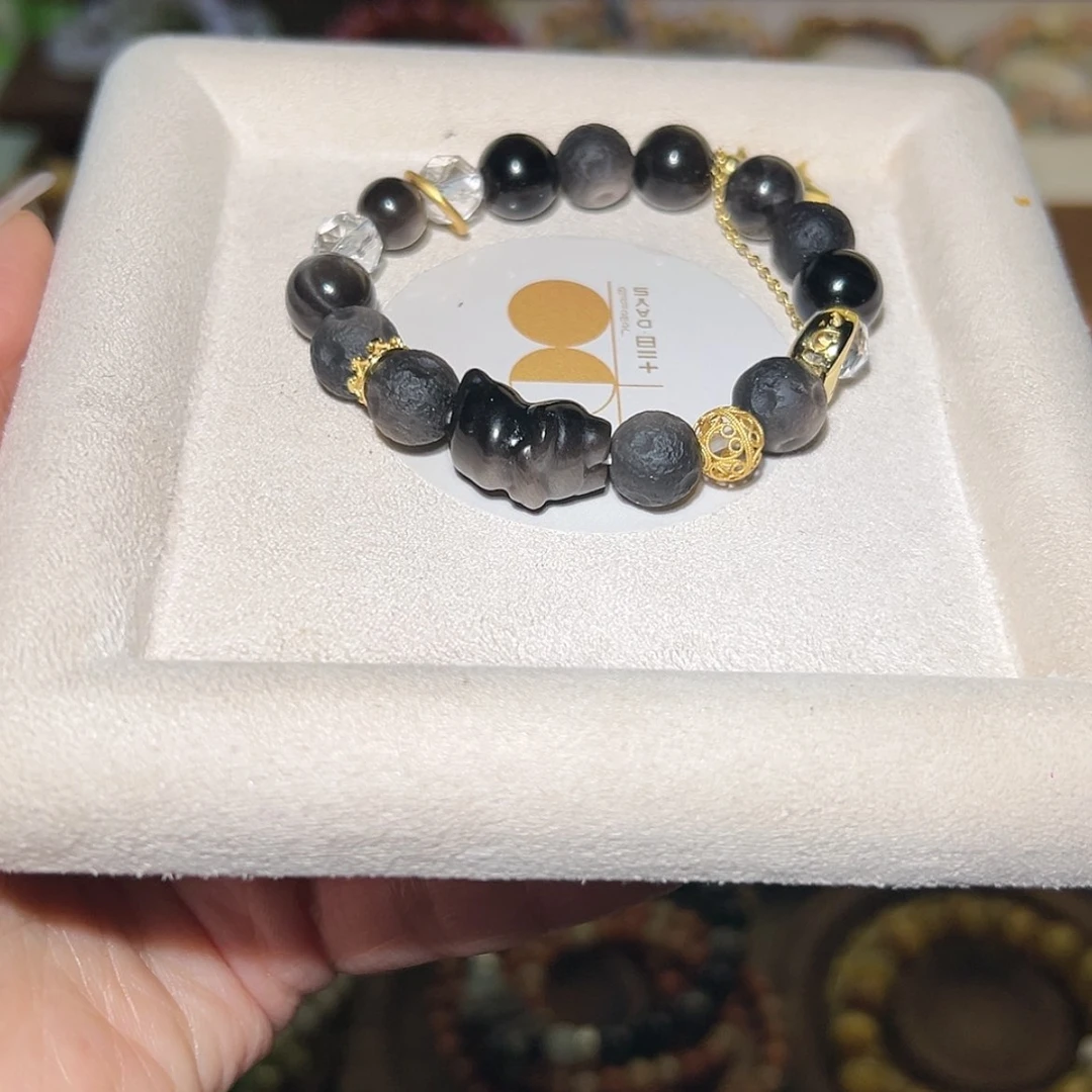 【闪购商品】黑曜岩手串未镶嵌智****头