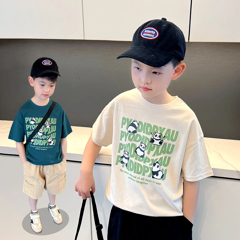 童装夏装男童短袖t恤2025新款中大童宽松上衣帅气儿童休闲半袖潮