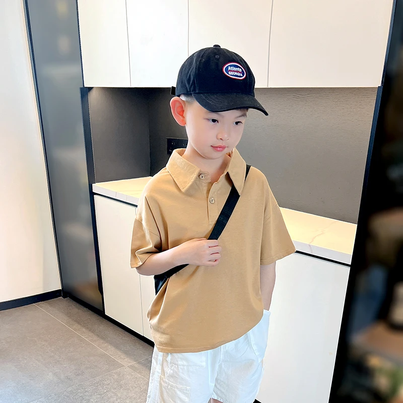 男童短袖t恤夏装儿童翻领上衣2025新款男孩半袖Polo衫中大童体恤