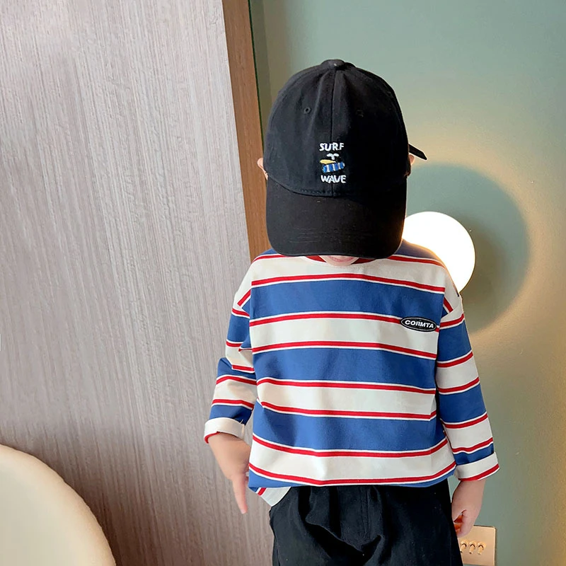 儿童装长袖t恤男童条纹打底衫2025春秋新款宝宝男孩上衣潮