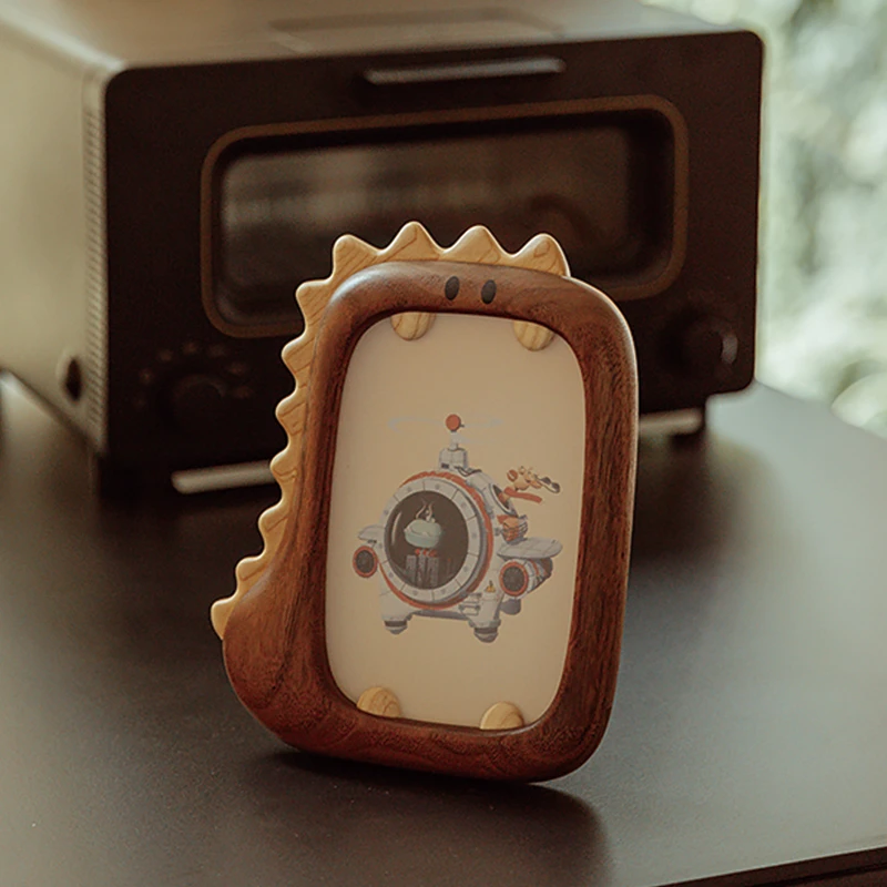 呐喊的时光儿童可爱恐龙相框原上城原创设计实木摆台家居摆件