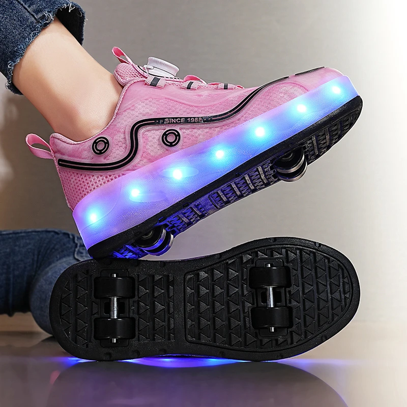 暴走鞋儿童版男女孩幼儿学生小孩运动休闲轮滑鞋发光可拆卸旱冰鞋
