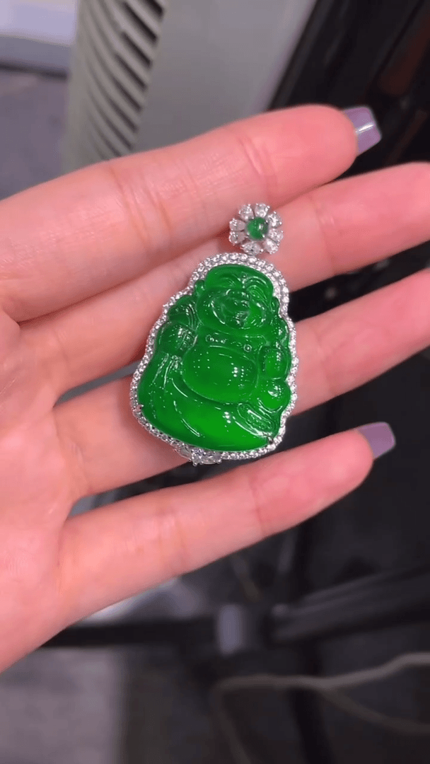 【闪购商品】翡翠颈饰18K金镶嵌天然A货翡翠A60