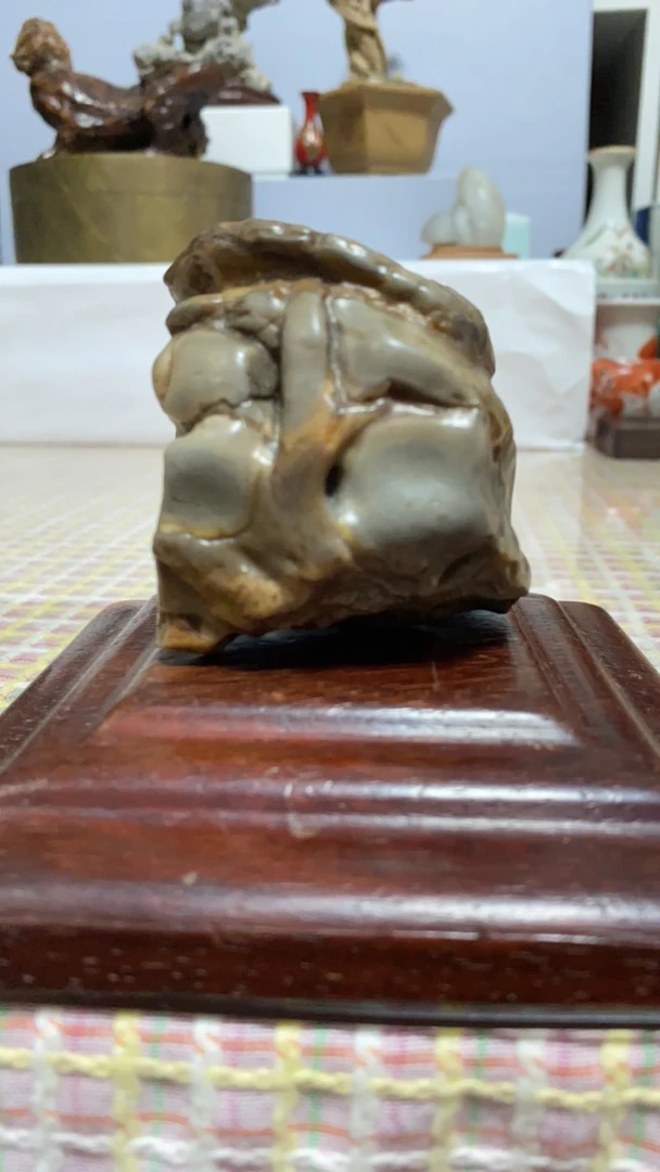 戈壁象形石“三面人生”奇石收藏戈壁玛瑙沙漠漆