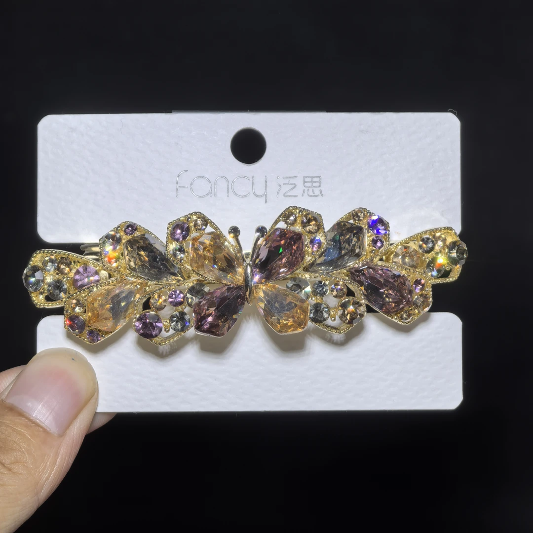 泛思新款中号8cm窄弹簧夹蝴蝶高档发夹