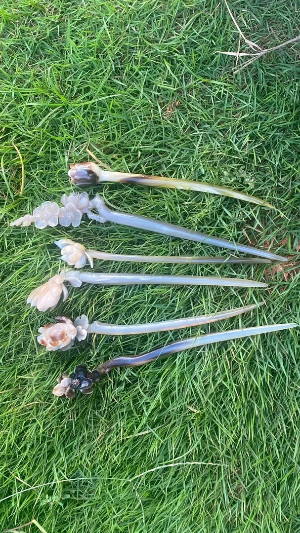 天然牛角精品精雕发簪家用便捷携带发簪