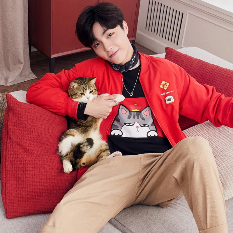 adidas/阿迪达斯夹克男保暖防风吾皇新春联名百搭立领外套GS5182