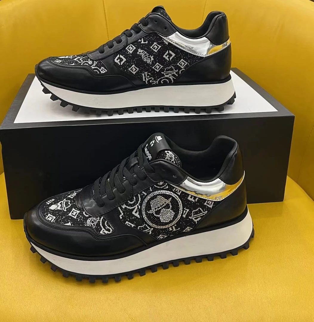 男鞋2023秋冬老佛爷新款高端时尚厚底百搭轻奢休闲鞋男花43008