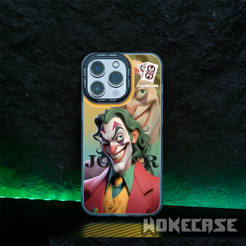 适用苹果14华为Q版小丑jokerIMD镭射创意个性动漫防摔手机壳MC