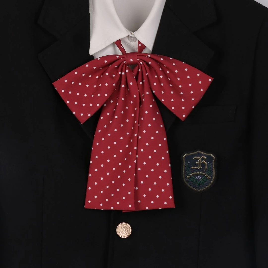 原创波点长柄领花少女鬼怪学院风领结可爱学生女jk制服领带配饰