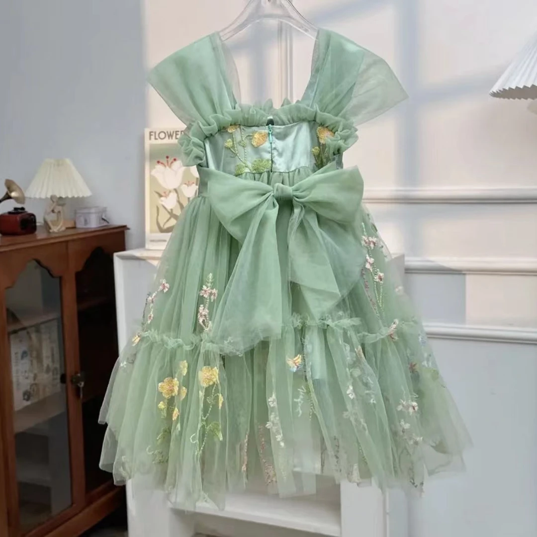 2024新款女童连衣裙刺绣花仙子公主裙女宝宝洋气礼服裙女孩蓬蓬裙