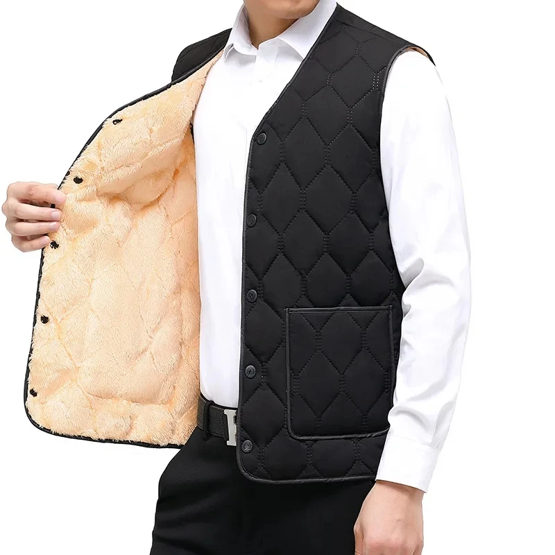 2024新款马甲男秋冬保暖背心中老年爸爸装加厚大码商务男装马夹