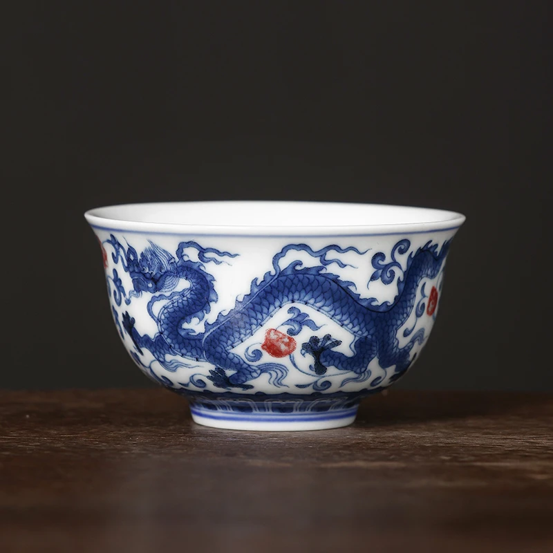 龙凤呈祥永乐茶杯套装2023新款中式陶瓷专用品茗杯家用待客喝茶杯