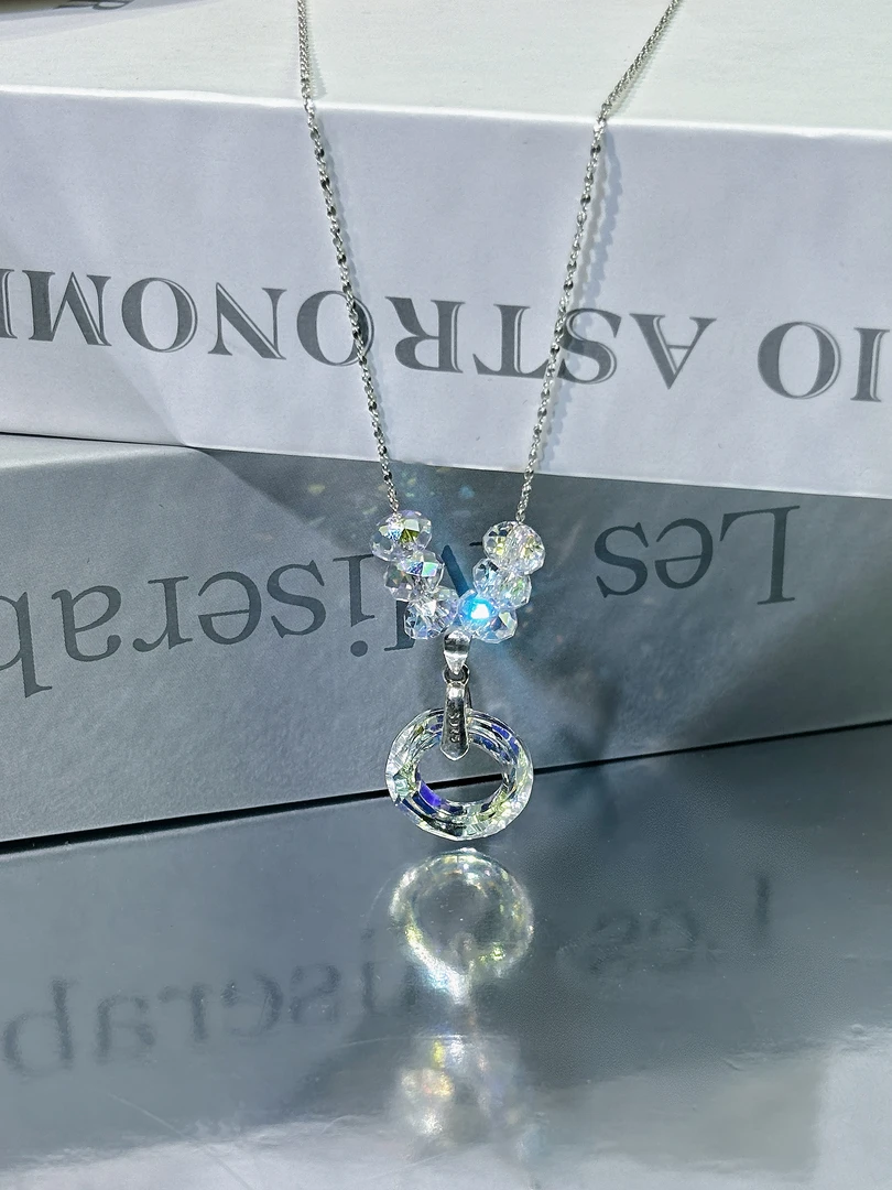 链子925银仿水晶 ins小众轻奢简约白AB满天星天使之环项链