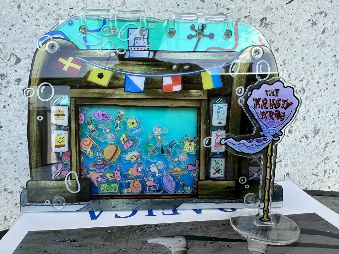 【海绵宝宝餐厅摇摇本】加厚记事本DIY卡册手账可拆卸活页本镭射本