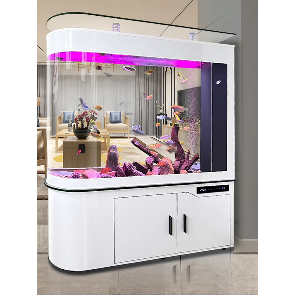 子弹头家用底部过滤循环干湿分离免换水一体可定制水族办公室鱼缸