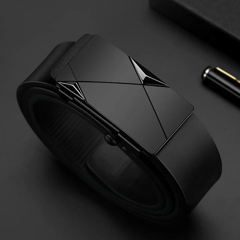 新款皮带男士升级新版自动扣牛皮腰带商务潮流百搭经典裤腰带男款