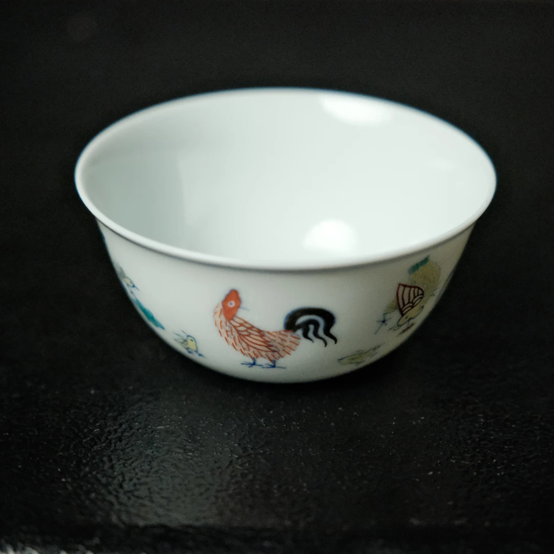 【隐山集】复刻全手工斗彩鸡缸杯（口径85mm 高40mm 容量90cc）