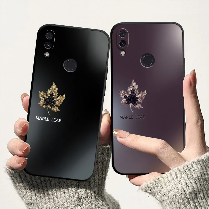 渐变枫叶Redmi红米Note7 7Pro液态硅胶手机壳全包直边保护套软壳