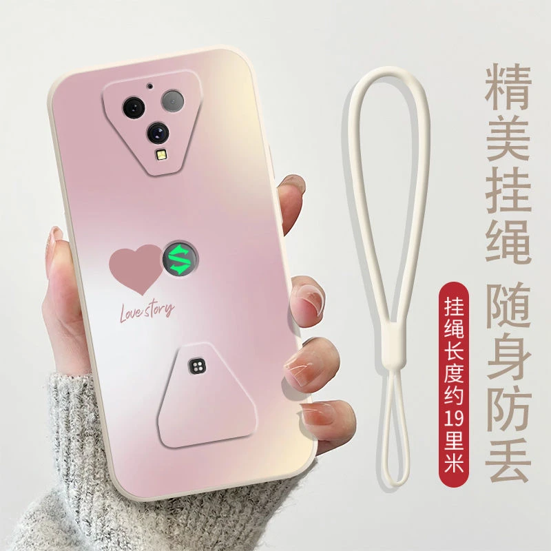 爱心小米黑鲨3 3S 3Pro手机壳液态硅胶保护套全包直边防摔软外壳