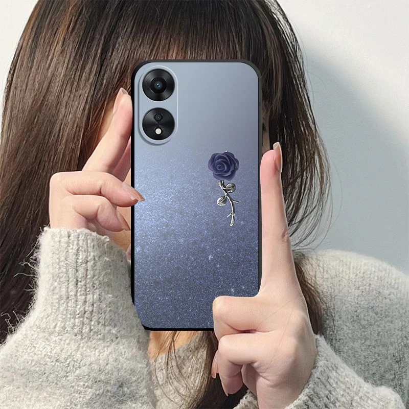 渐变玫瑰OPPOA58X手机壳液态硅胶保护套PHJ110全包直边防摔软外壳