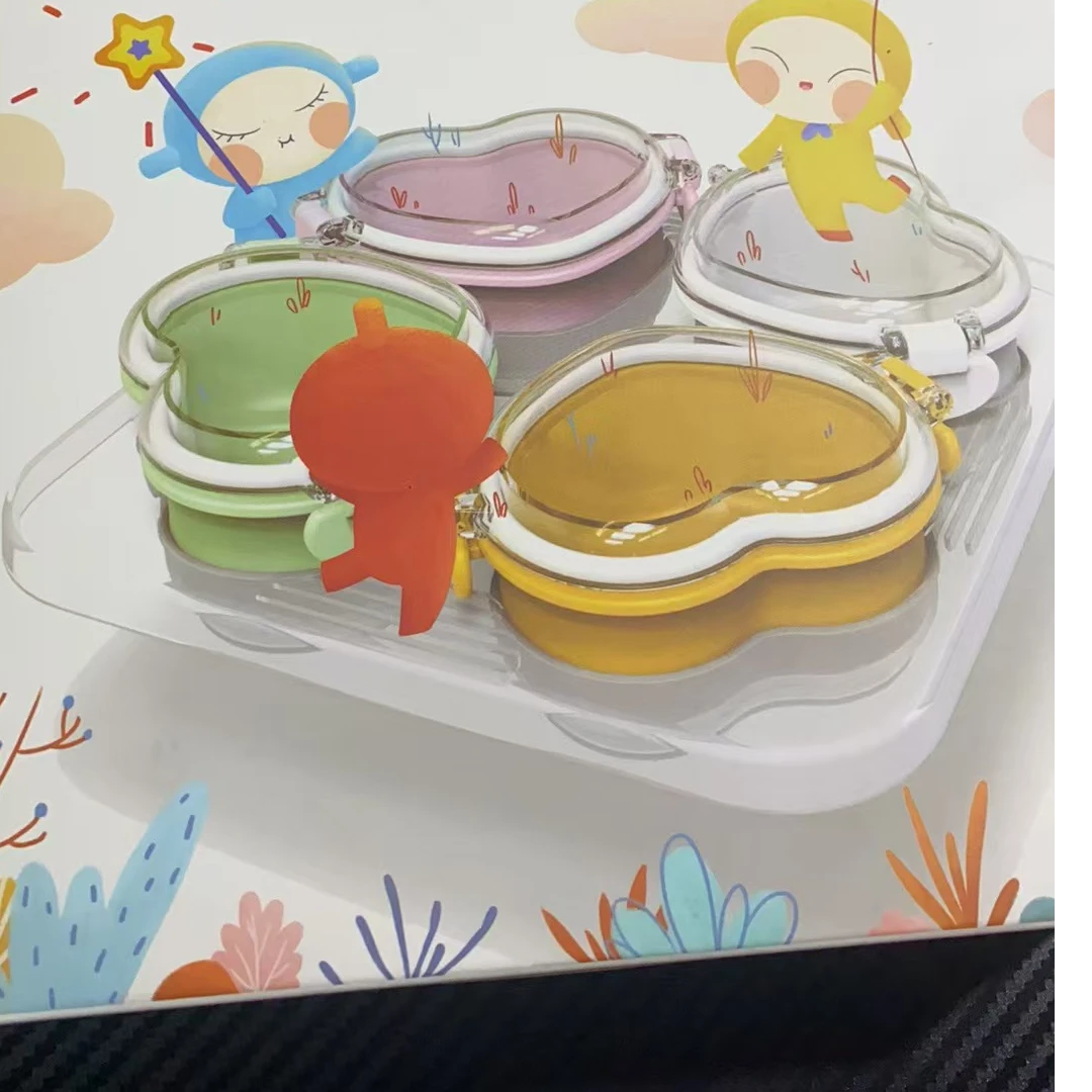 【包装盒不太好】心型方形四个装的辅食盒宝宝辅食盒