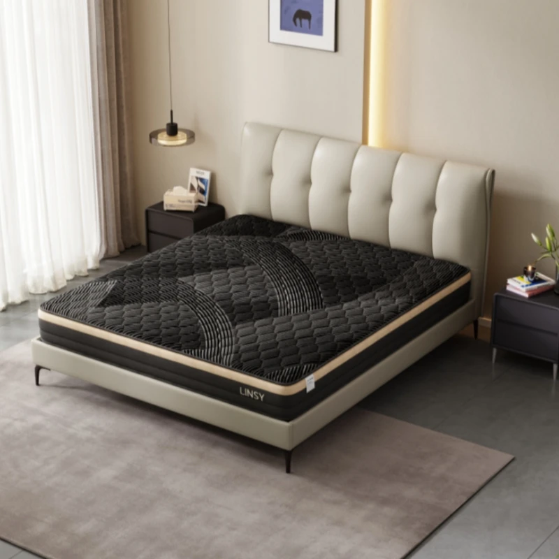 【凑单】林氏家居升级黑天鹅生椰床真皮1.8米x2双人床主卧TPC621