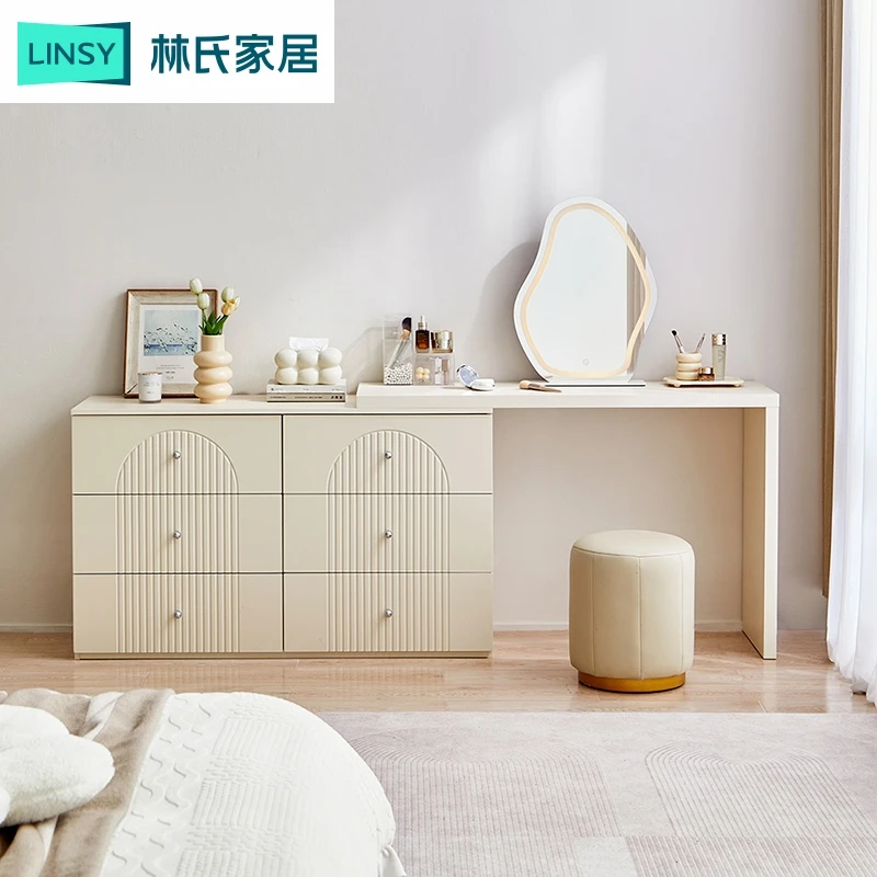 【禁止上架】【凑单】林氏家居奶油风大容量落地斗柜餐边柜TE4E WB