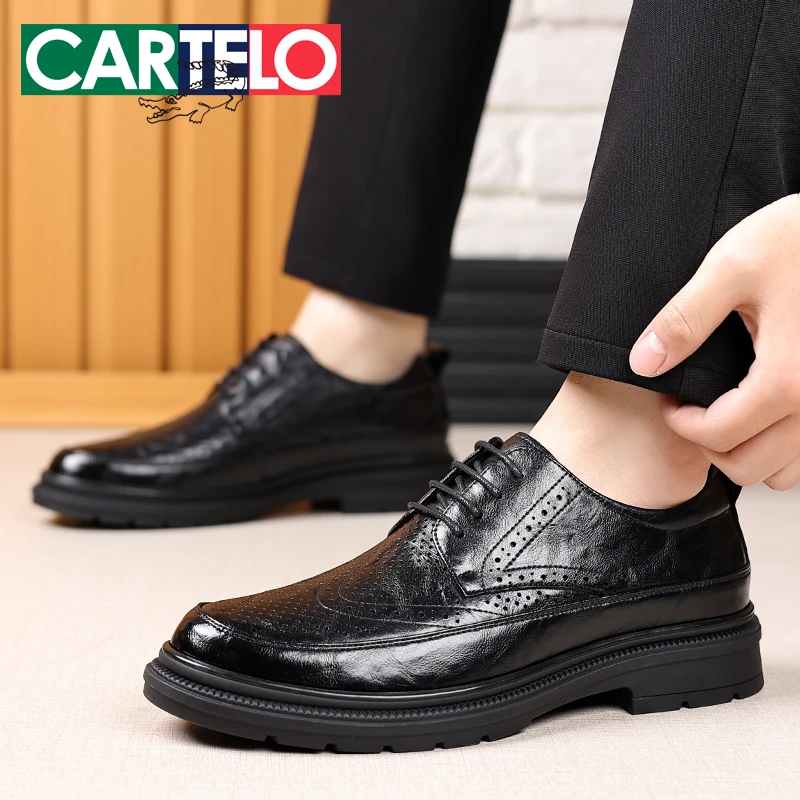 卡帝乐鳄鱼男夏季新款商务套脚男士镂空透气软底懒人一脚蹬男皮鞋