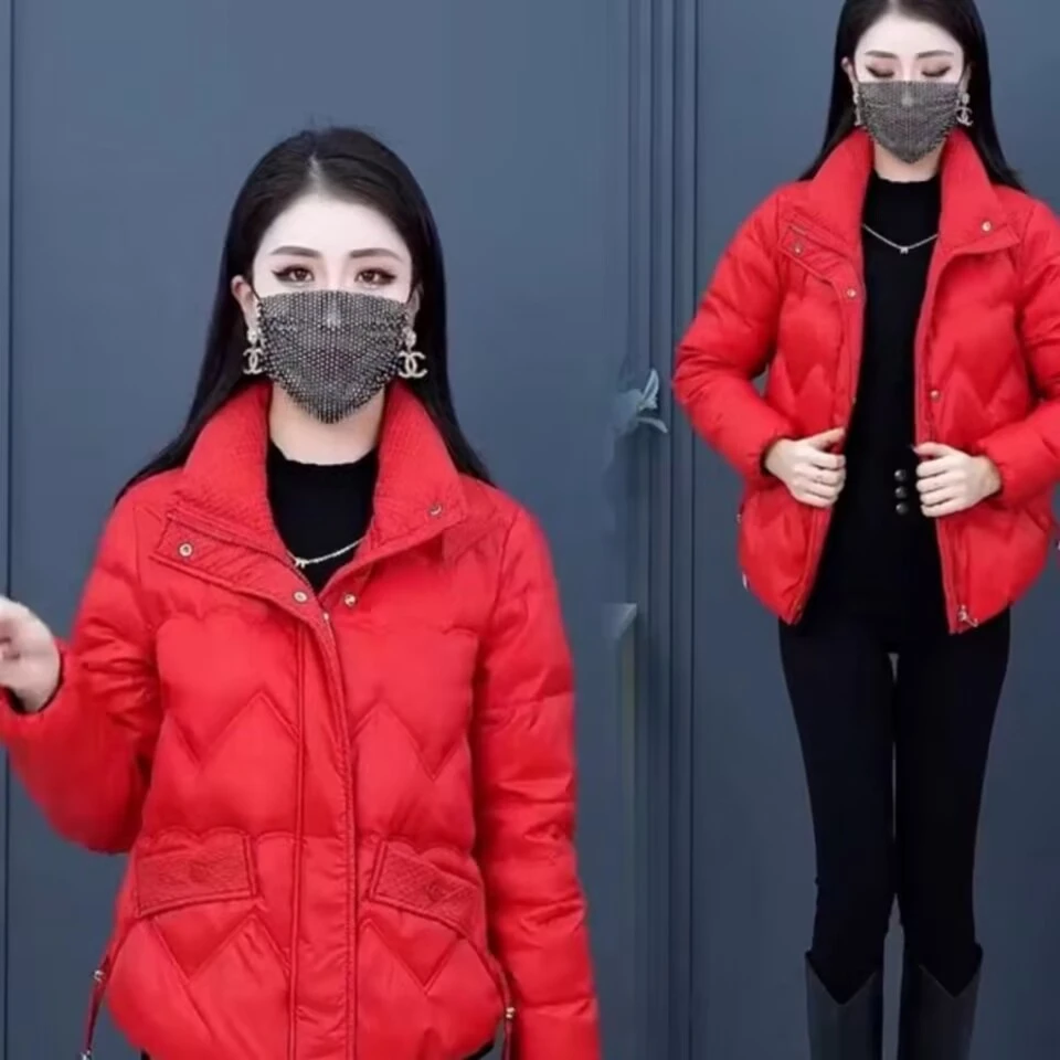 棉服女短款时尚洋气保暖加厚棉袄2024冬季新款立领小个子棉衣外套