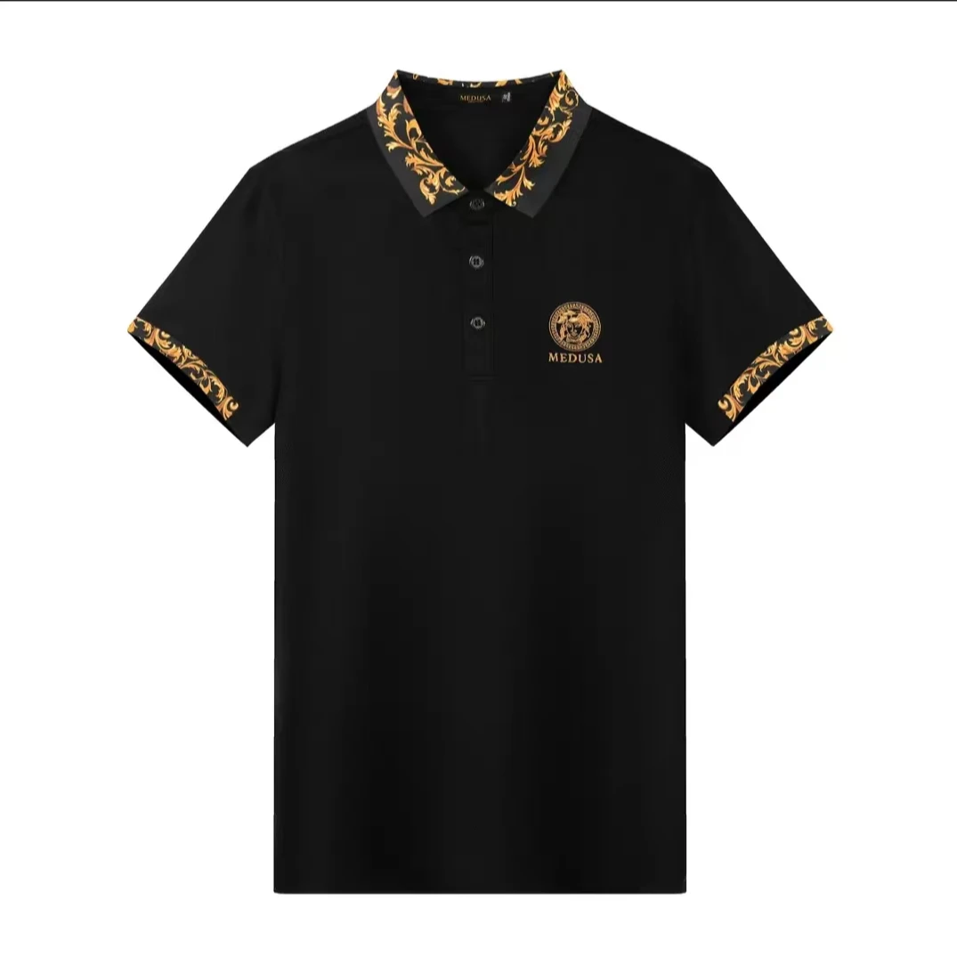 美杜莎夏季男士T恤休闲商务轻奢薄款百搭翻领POLO衫24807