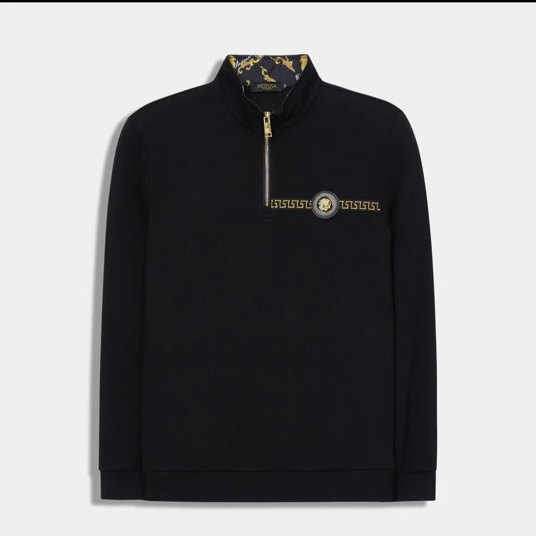 美杜莎2024秋冬新款时尚轻奢休闲男士半高领拉链长袖上衣24228