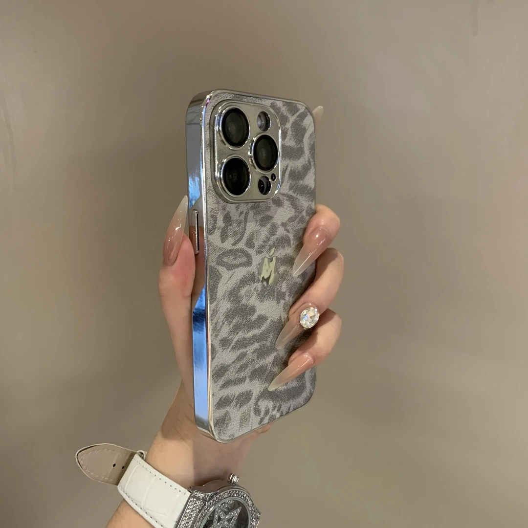 轻奢豹纹适用iPhone16promax手机壳15新款14pro镜头膜13防摔12/11